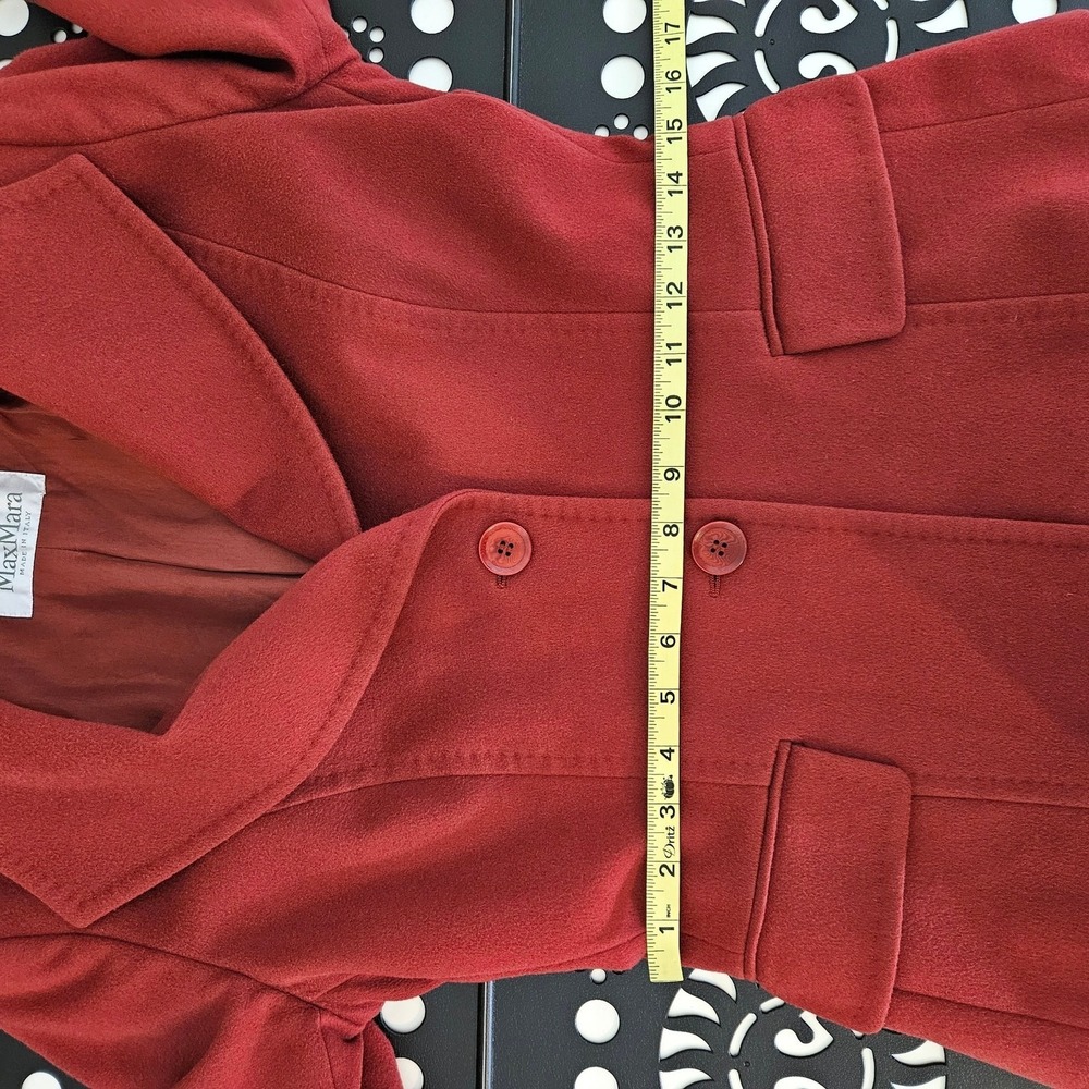 Max Mara Red Wool Fall Winter Blazer Jacket Elbow Patches Women's 8 | FLAW - Picture 9 of 16